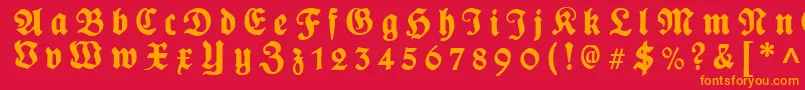 PlakatFrakturgesperrtunz1l Font – Orange Fonts on Red Background