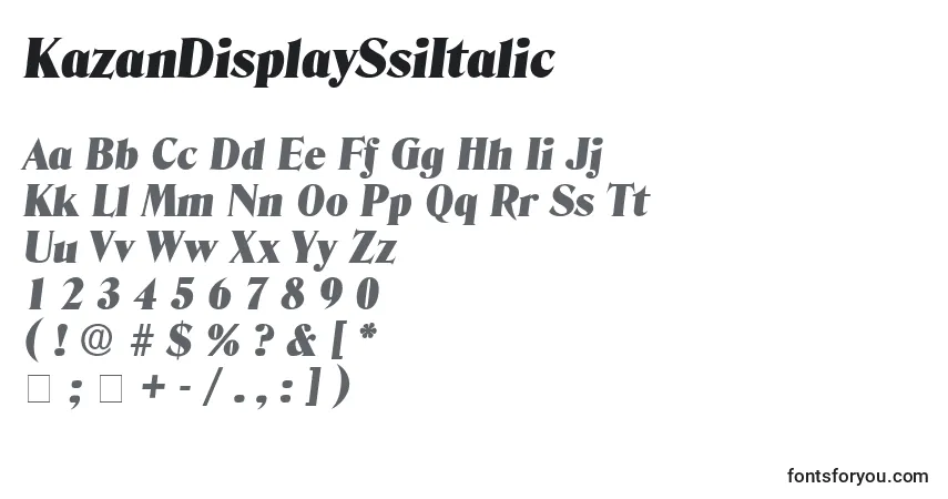 Шрифт KazanDisplaySsiItalic – алфавит, цифры, специальные символы