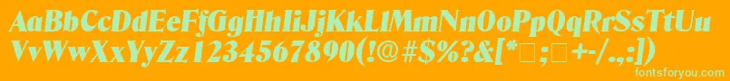Police KazanDisplaySsiItalic – polices vertes sur fond orange