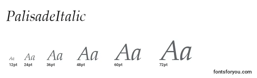 PalisadeItalic Font Sizes