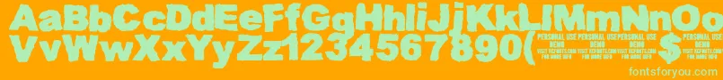 MuddytractordemoKcfonts Font – Green Fonts on Orange Background