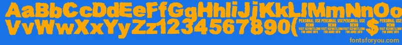 MuddytractordemoKcfonts Font – Orange Fonts on Blue Background