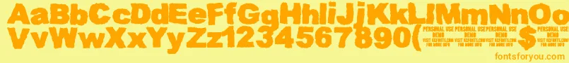 MuddytractordemoKcfonts Font – Orange Fonts on Yellow Background