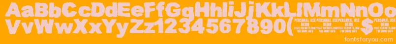 MuddytractordemoKcfonts-Schriftart – Rosa Schriften auf orangefarbenem Hintergrund
