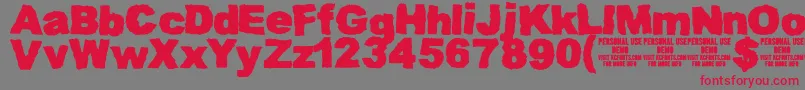 MuddytractordemoKcfonts-Schriftart – Rote Schriften auf grauem Hintergrund