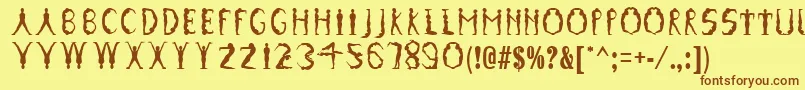 GymnasticsRegular Font – Brown Fonts on Yellow Background