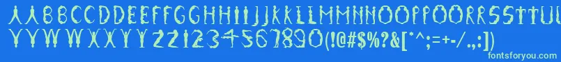 GymnasticsRegular Font – Green Fonts on Blue Background