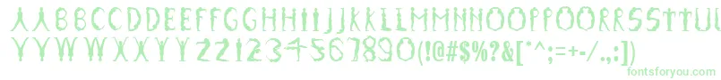 Fonte GymnasticsRegular – fontes verdes em um fundo branco