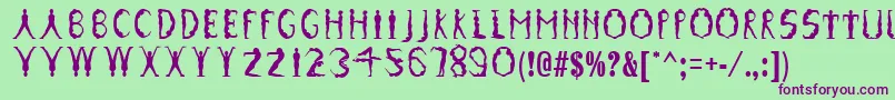 GymnasticsRegular Font – Purple Fonts on Green Background