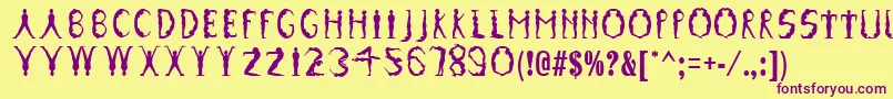 GymnasticsRegular Font – Purple Fonts on Yellow Background