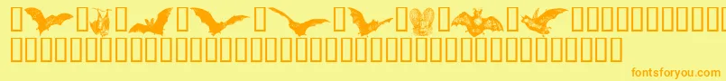 Batbats ffy-Schriftart – Orangefarbene Schriften auf gelbem Hintergrund