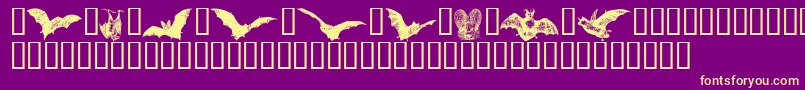 Batbats ffy-Schriftart – Gelbe Schriften auf violettem Hintergrund