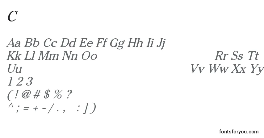 A fonte CheltenhamNormalItalic – alfabeto, números, caracteres especiais