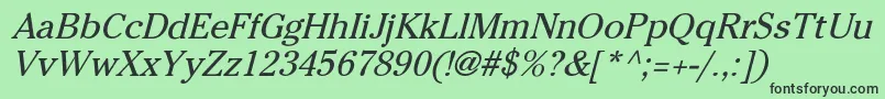 Fonte CheltenhamNormalItalic – fontes pretas em um fundo verde