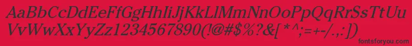 CheltenhamNormalItalic-fontti – mustat fontit punaisella taustalla