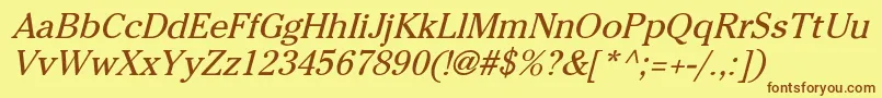 CheltenhamNormalItalic Font – Brown Fonts on Yellow Background