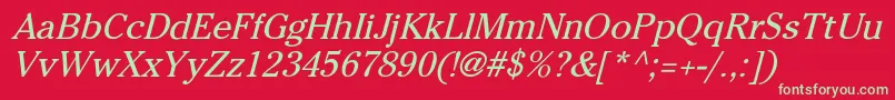 フォントCheltenhamNormalItalic – 赤い背景に緑の文字