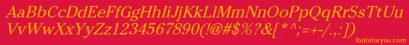 CheltenhamNormalItalic Font – Orange Fonts on Red Background