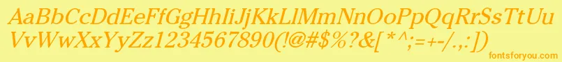 Czcionka CheltenhamNormalItalic – pomarańczowe czcionki na żółtym tle