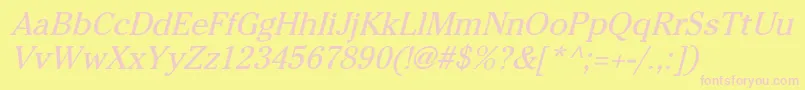 Weitere Informationen zur CheltenhamNormalItalic-Schriftart CheltenhamNormalItalic-Schriftart – Rosa Schriften auf gelbem Hintergrund