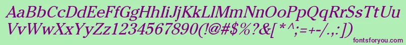 CheltenhamNormalItalic Font – Purple Fonts on Green Background