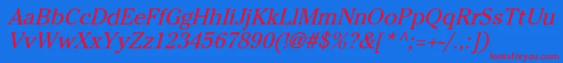 Czcionka CheltenhamNormalItalic – czerwone czcionki na niebieskim tle