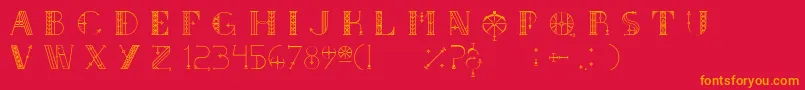 フォントSouthRose – 赤い背景にオレンジの文字