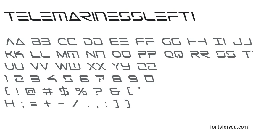 Schriftart Telemarinessleft1 – Alphabet, Zahlen, spezielle Symbole