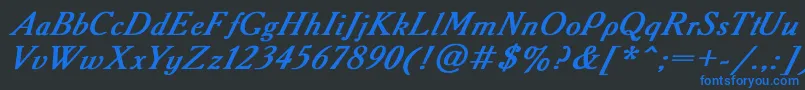 AAdemyItalicBoldItalic Font – Blue Fonts on Black Background