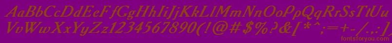 AAdemyItalicBoldItalic-Schriftart – Braune Schriften auf violettem Hintergrund