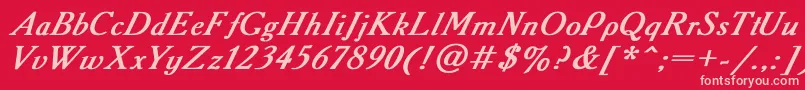 AAdemyItalicBoldItalic Font – Pink Fonts on Red Background