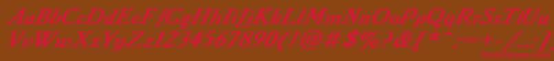 AAdemyItalicBoldItalic Font – Red Fonts on Brown Background