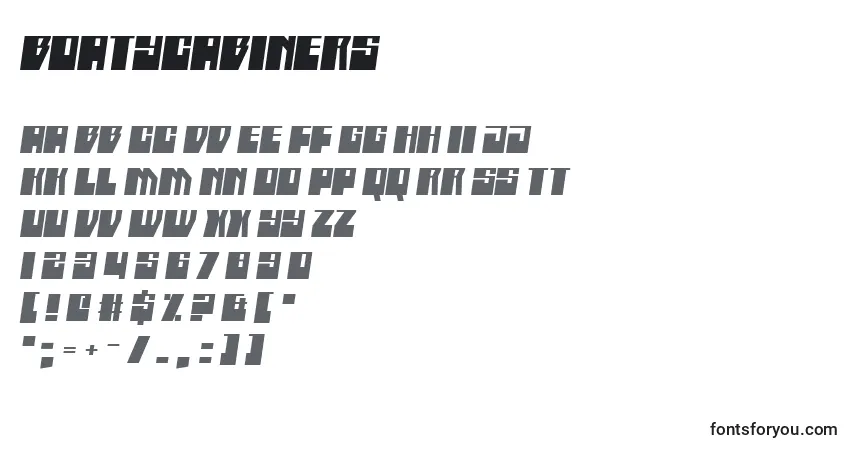 A fonte Boatycabiners – alfabeto, números, caracteres especiais