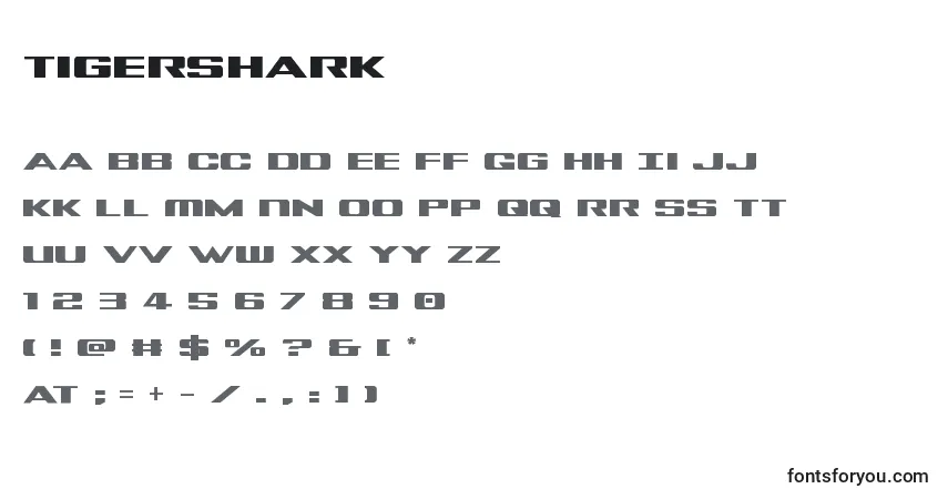A fonte Tigershark – alfabeto, números, caracteres especiais