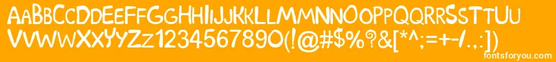 Scoobydoo-Schriftart – Weiße Schriften auf orangefarbenem Hintergrund