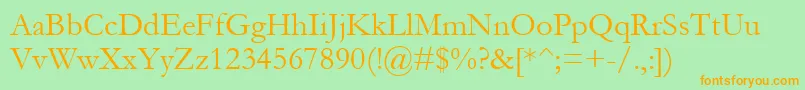 Garamond-Schriftart – Orangefarbene Schriften auf grünem Hintergrund