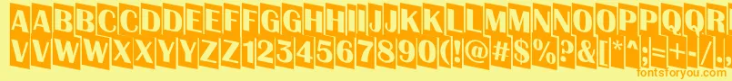 AAlbionictitulcmdn-Schriftart – Orangefarbene Schriften auf gelbem Hintergrund