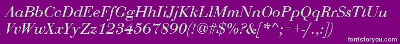 BodoniRomanItalic Font – Green Fonts on Purple Background