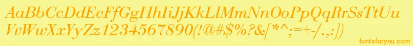 BodoniRomanItalic Font – Orange Fonts on Yellow Background