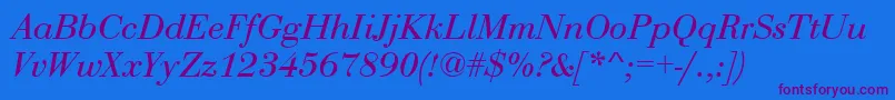 BodoniRomanItalic Font – Purple Fonts on Blue Background