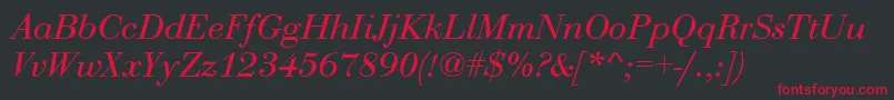 フォントBodoniRomanItalic – 黒い背景に赤い文字