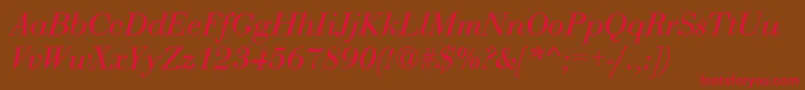 フォントBodoniRomanItalic – 赤い文字が茶色の背景にあります。