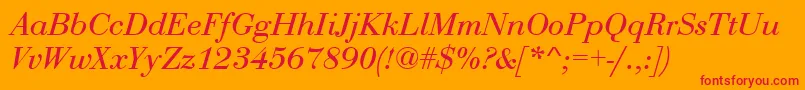 BodoniRomanItalic Font – Red Fonts on Orange Background