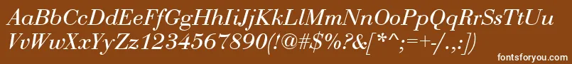 Fonte BodoniRomanItalic – fontes brancas em um fundo marrom