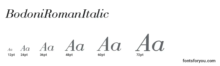 Размеры шрифта BodoniRomanItalic