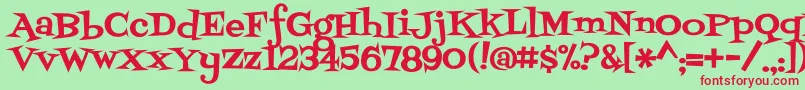 フォントFontdinerswanky – 赤い文字の緑の背景