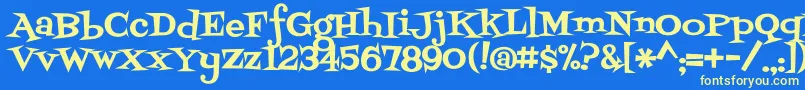 Fontdinerswanky Font – Yellow Fonts on Blue Background