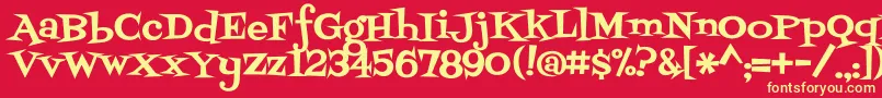 フォントFontdinerswanky – 黄色の文字、赤い背景