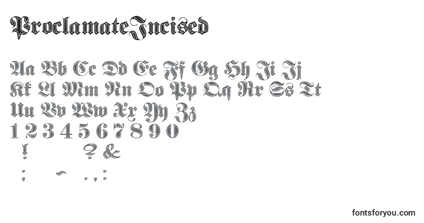 Шрифт ProclamateIncised – алфавит, цифры, специальные символы