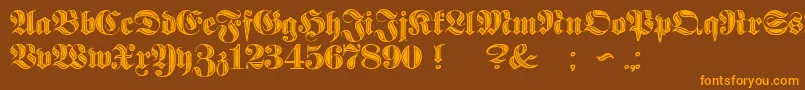 ProclamateIncised-Schriftart – Orangefarbene Schriften auf braunem Hintergrund